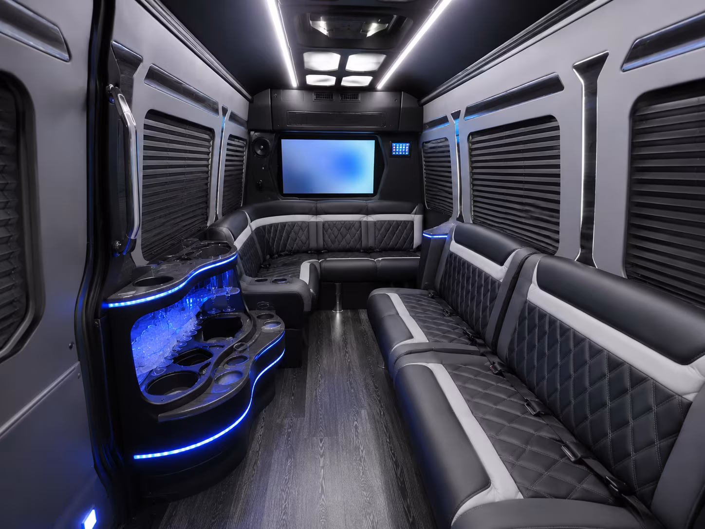 Clarksville School Event Transportation party bus exterior
