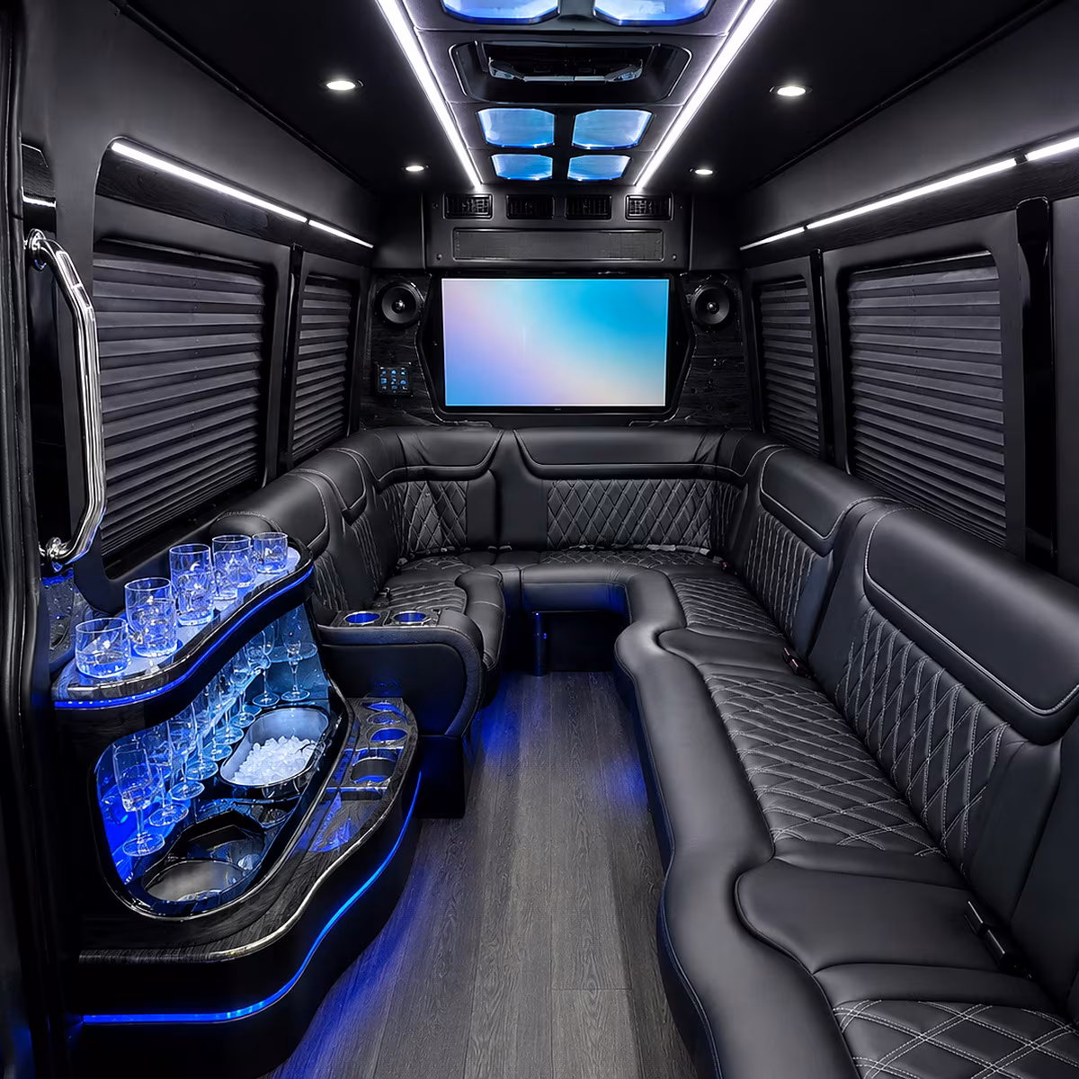 Clarksville Wedding Transportation party bus interior
