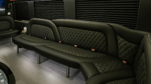 Interior of Charter Bus Company Huntsville's 14 Passenger Sprinter Limousine in Huntsville