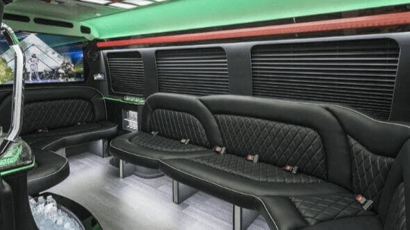 Interior of Charter Bus Company Lexington's 15 Passenger Party Bus in Lexington