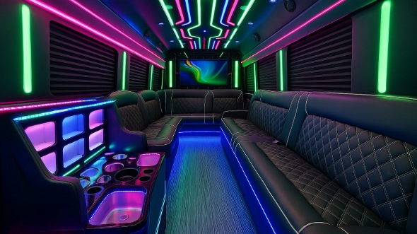 Interior of Clarksville Party Bus Company's 28 Passenger Party Bus in Clarksville