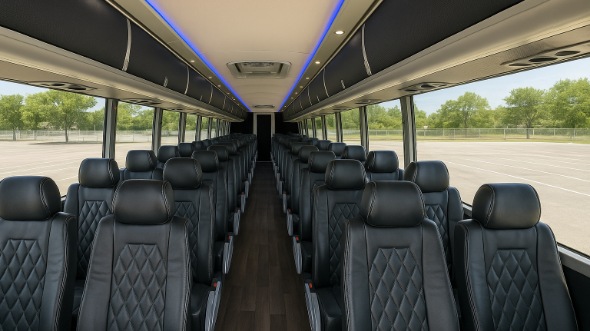 Interior of Charter Bus Company Clarksville's 40 Passenger Charter Bus in Clarksville