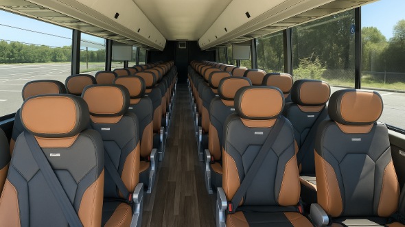 Interior of Charter Bus Company Clarksville's 44 Passenger Charter Bus in Clarksville
