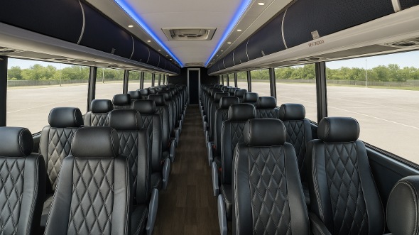 Interior of Charter Bus Company Clarksville's 54 Passenger Charter Bus in Clarksville
