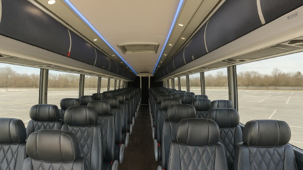 Interior of Charter Bus Company Clarksville's 55 Passenger Charter Bus in Clarksville